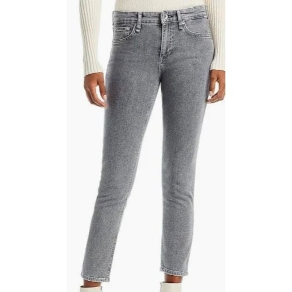 Rag & Bone Cate Mid Rise Faded Ankle Skinny Grey Jeans size 28 NEW